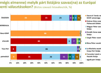 EP: Fidesz-KDNP: 43, Tisza: 25, DK-MSZP-Párbeszéd: 15